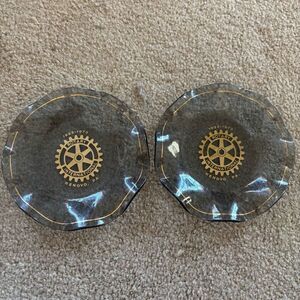 2 Rotary International 5 1/4” Smoke Glass Scalloped Bowls Renovo PA